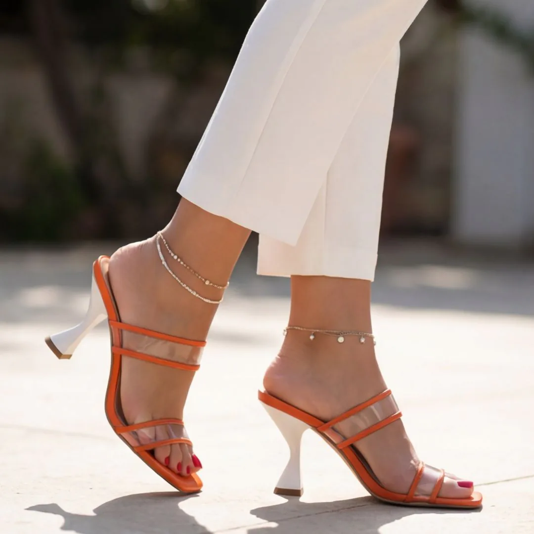 Sandalo con tacco Marlena Orange da donna