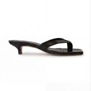 Linda Pure Black, sandalo con tacco da donna