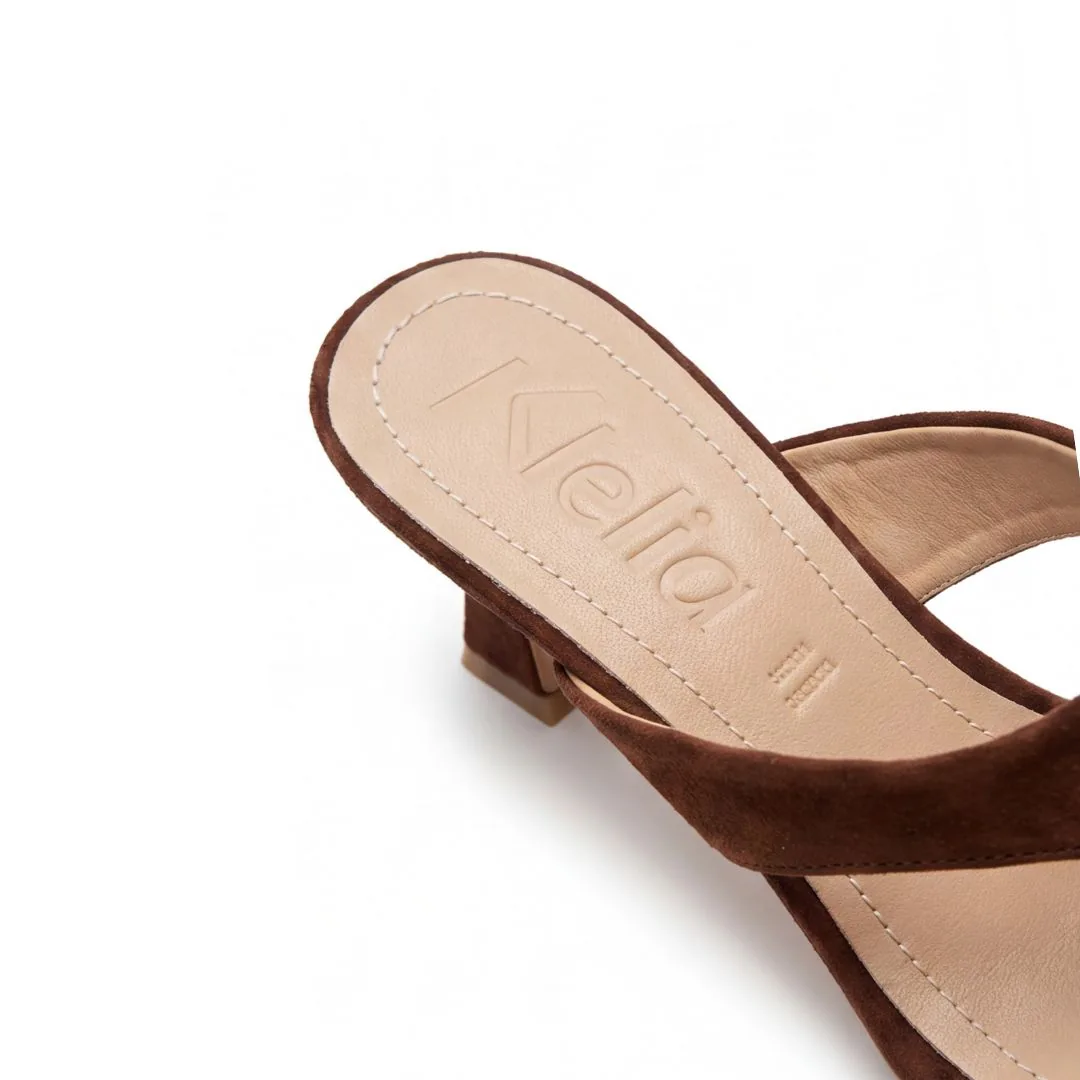 Ambra Chocolate, sandalo con tacco da donna