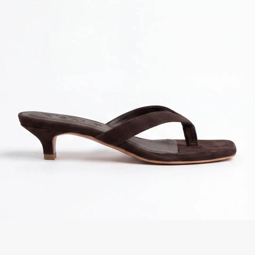 Sandalo con tacco Linda Dark Brown da donna